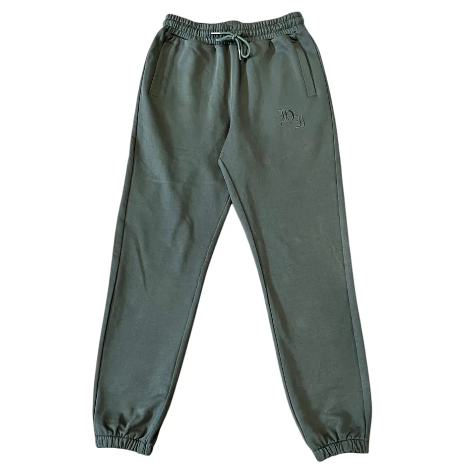 808ALLDAY Men's Premium Embroidered Olive Joggers