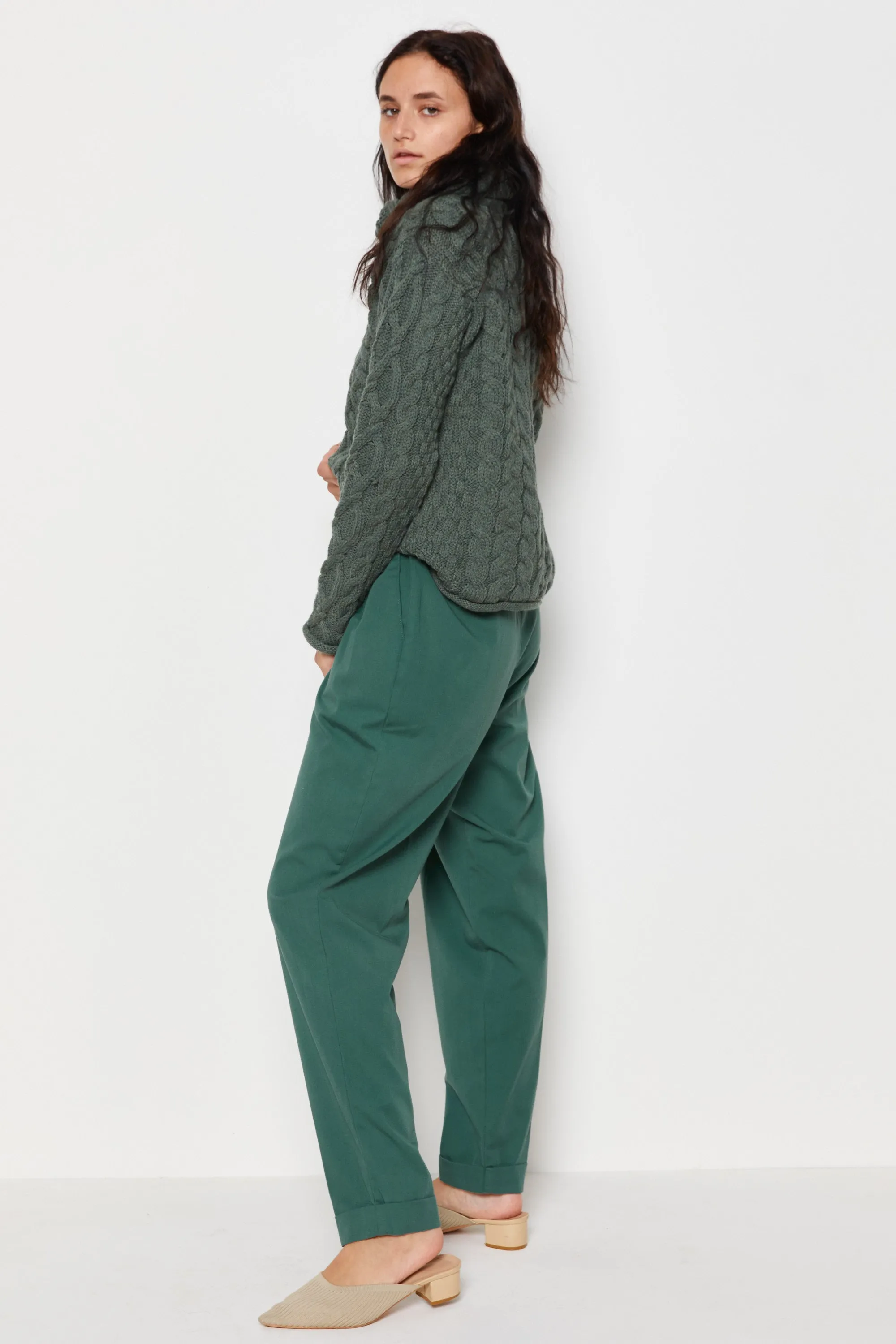 90s Forest Wool Cable Knit Turtleneck S/M
