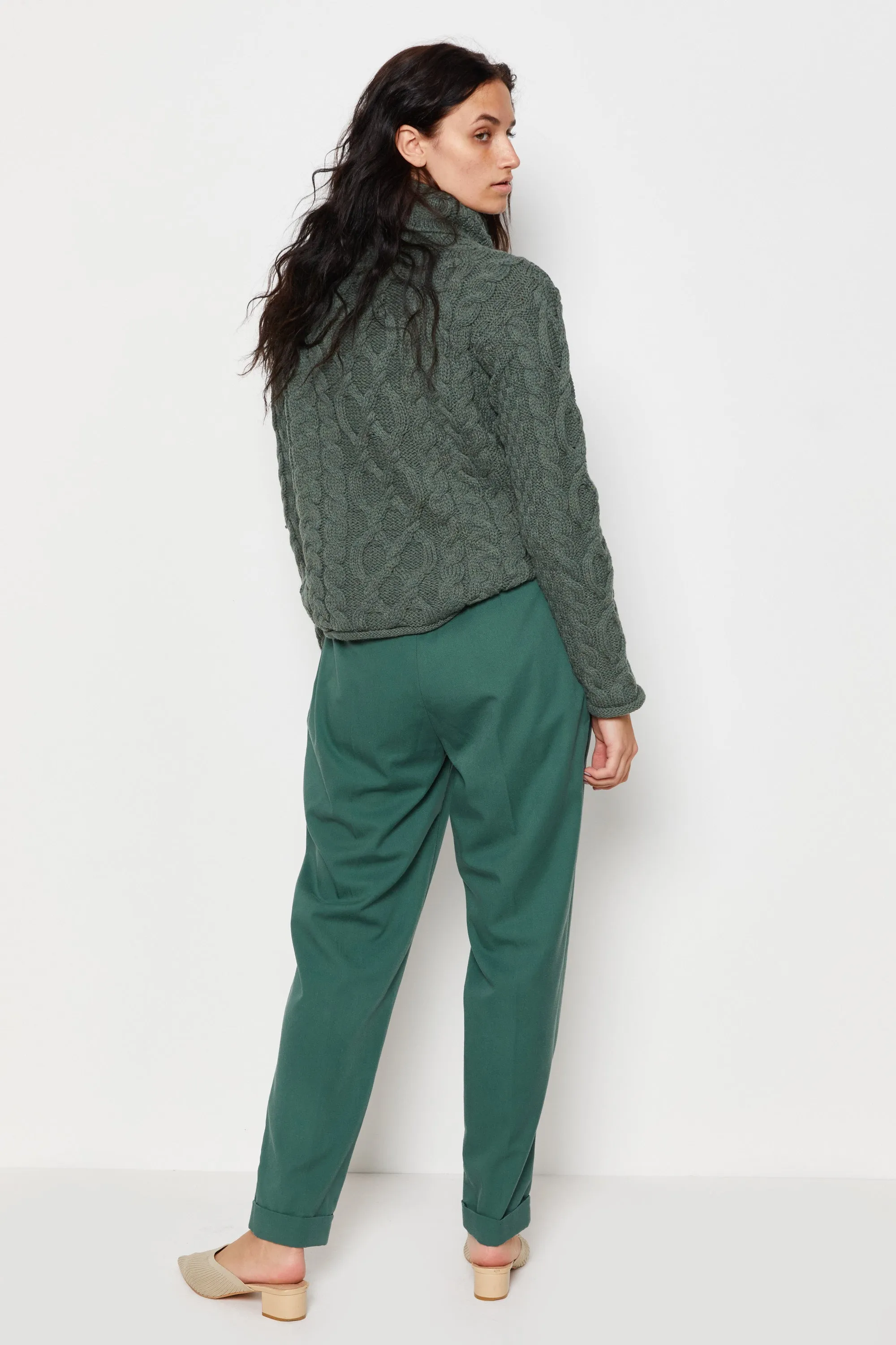 90s Forest Wool Cable Knit Turtleneck S/M