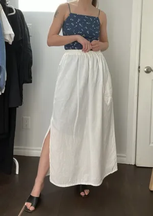 90s White Cotton Midi Skirt XS-L