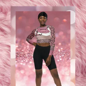 Adios! Pink Paisley Eco-Poly Long Sleeve Crop Top