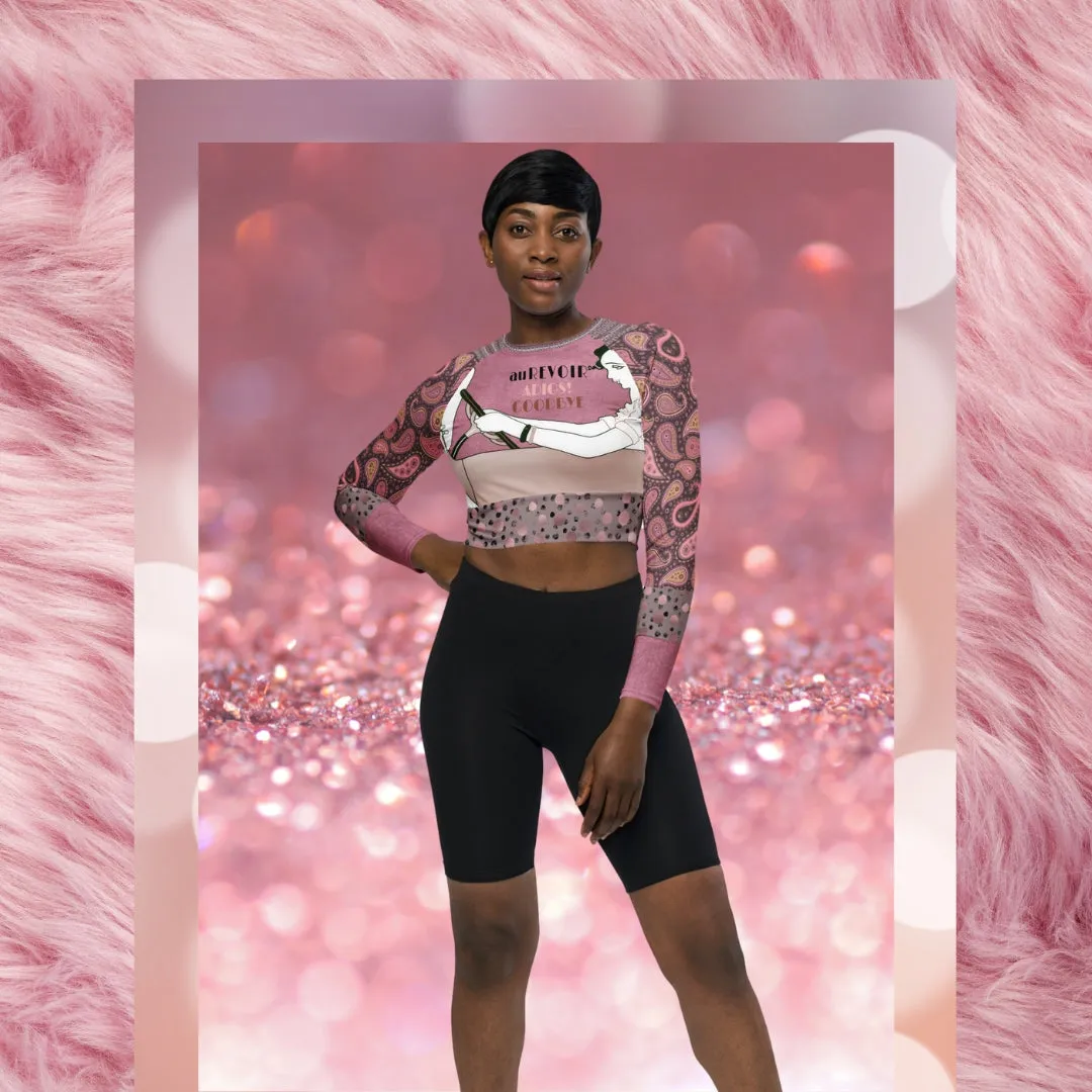 Adios! Pink Paisley Eco-Poly Long Sleeve Crop Top