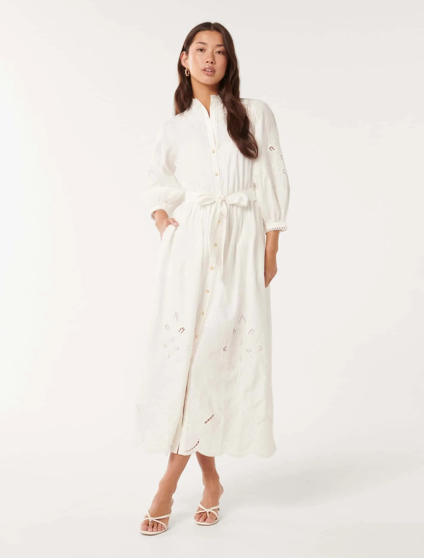 Aisha Broderie Midi Dress