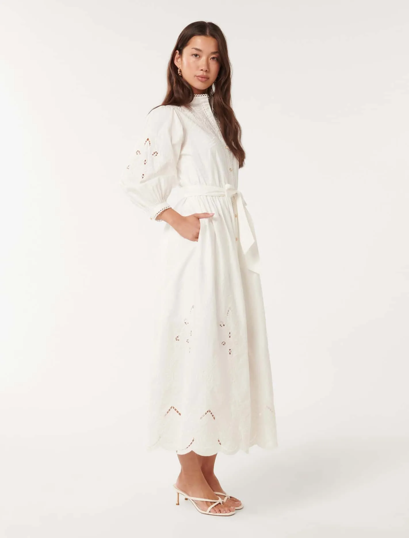 Aisha Broderie Midi Dress