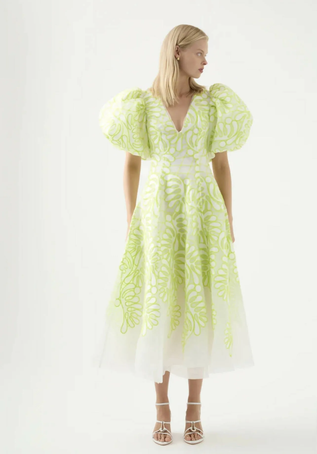 Aje Botanical Applique Midi Dress