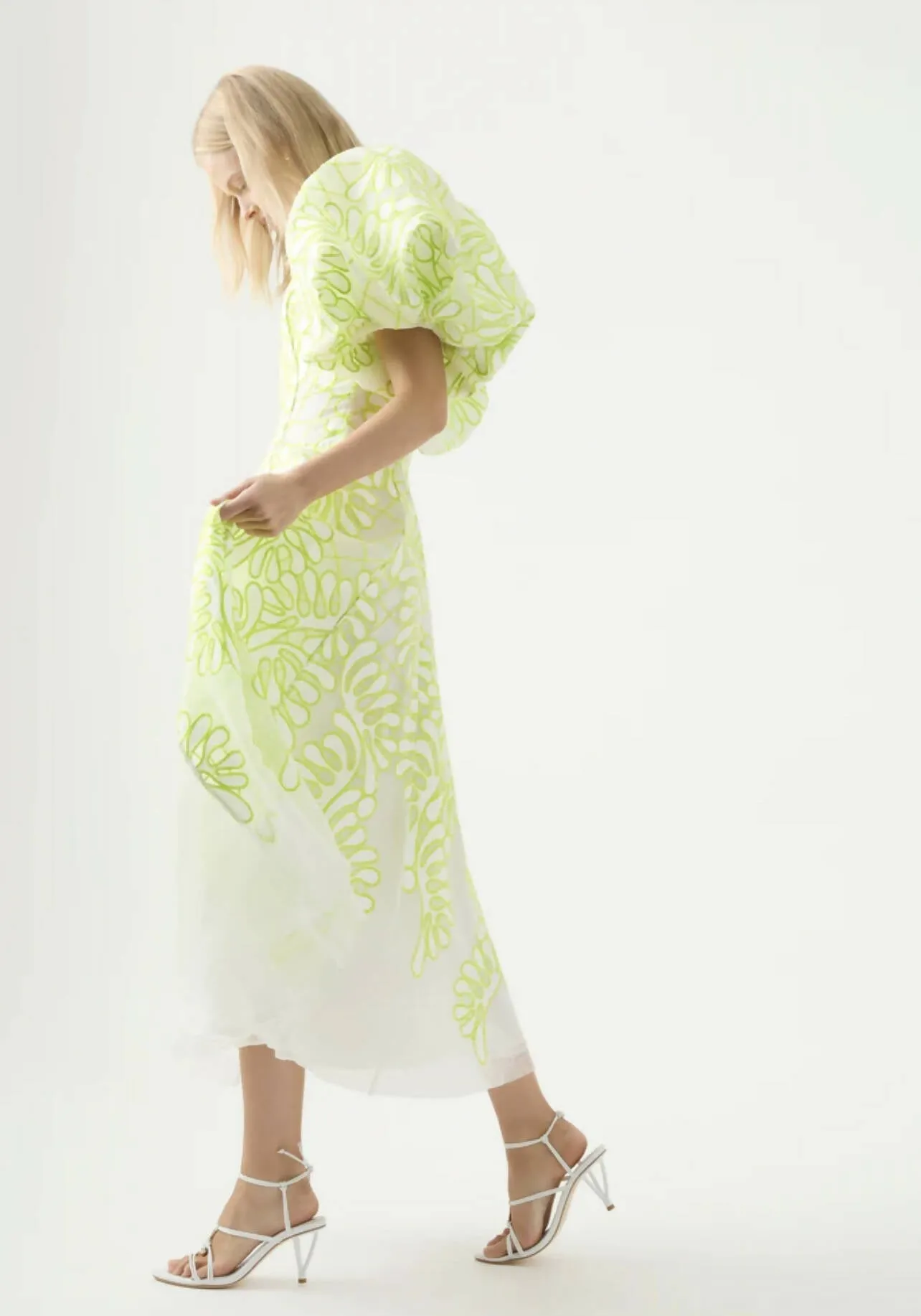 Aje Botanical Applique Midi Dress