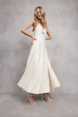 Aje Idyllic Strappy Sequin Ivory Midi Designer Dress Hire