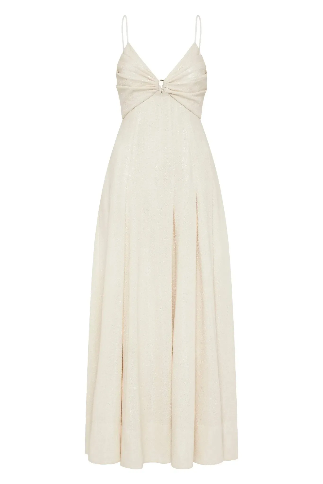 Aje Idyllic Strappy Sequin Ivory Midi Designer Dress Hire