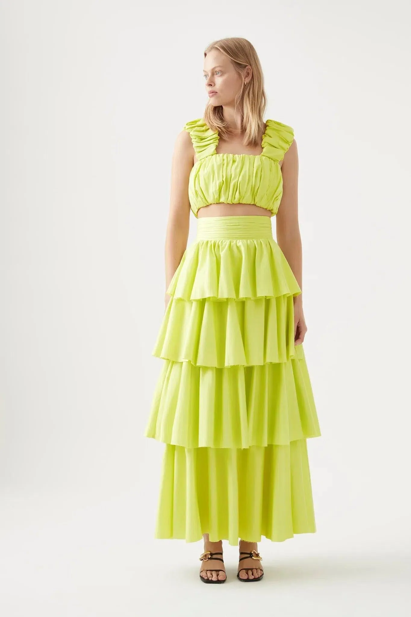 Aje Medina Maxi Skirt and Top Green