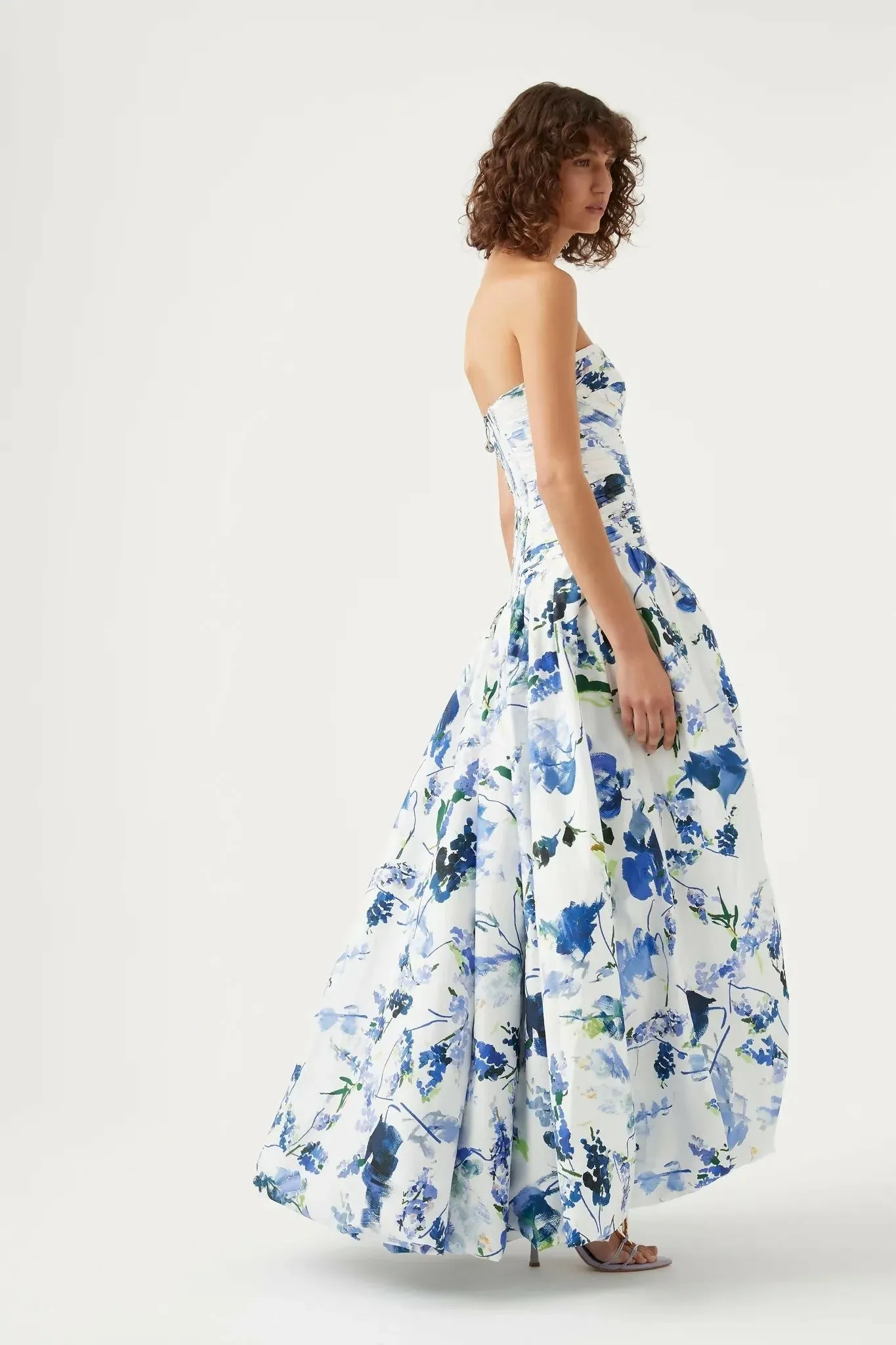 Aje Violette Bubble Hem Maxi Dress Lavenders of Provence Print Size 8