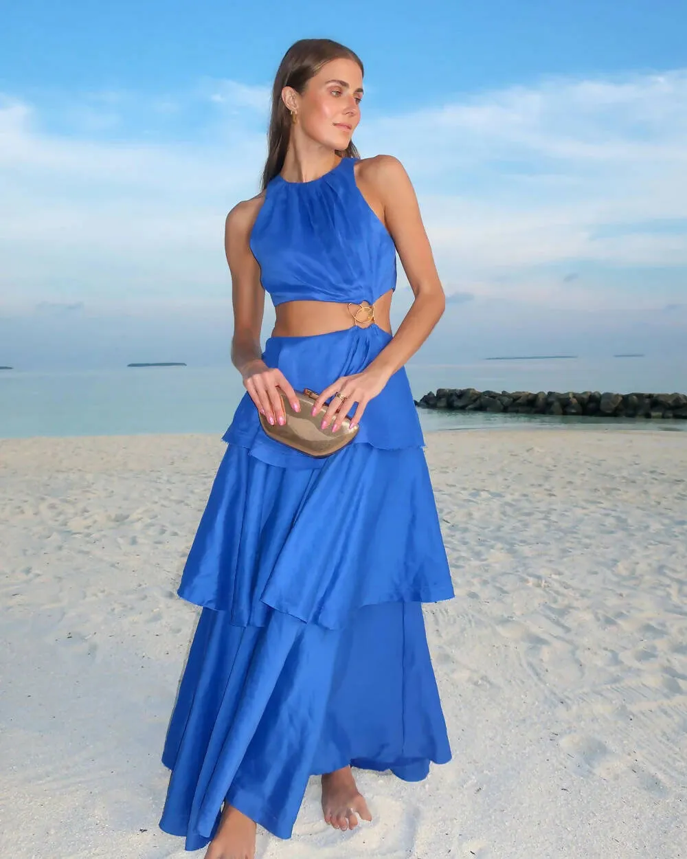 Aje Wave Cut Out Ring Midi Dress