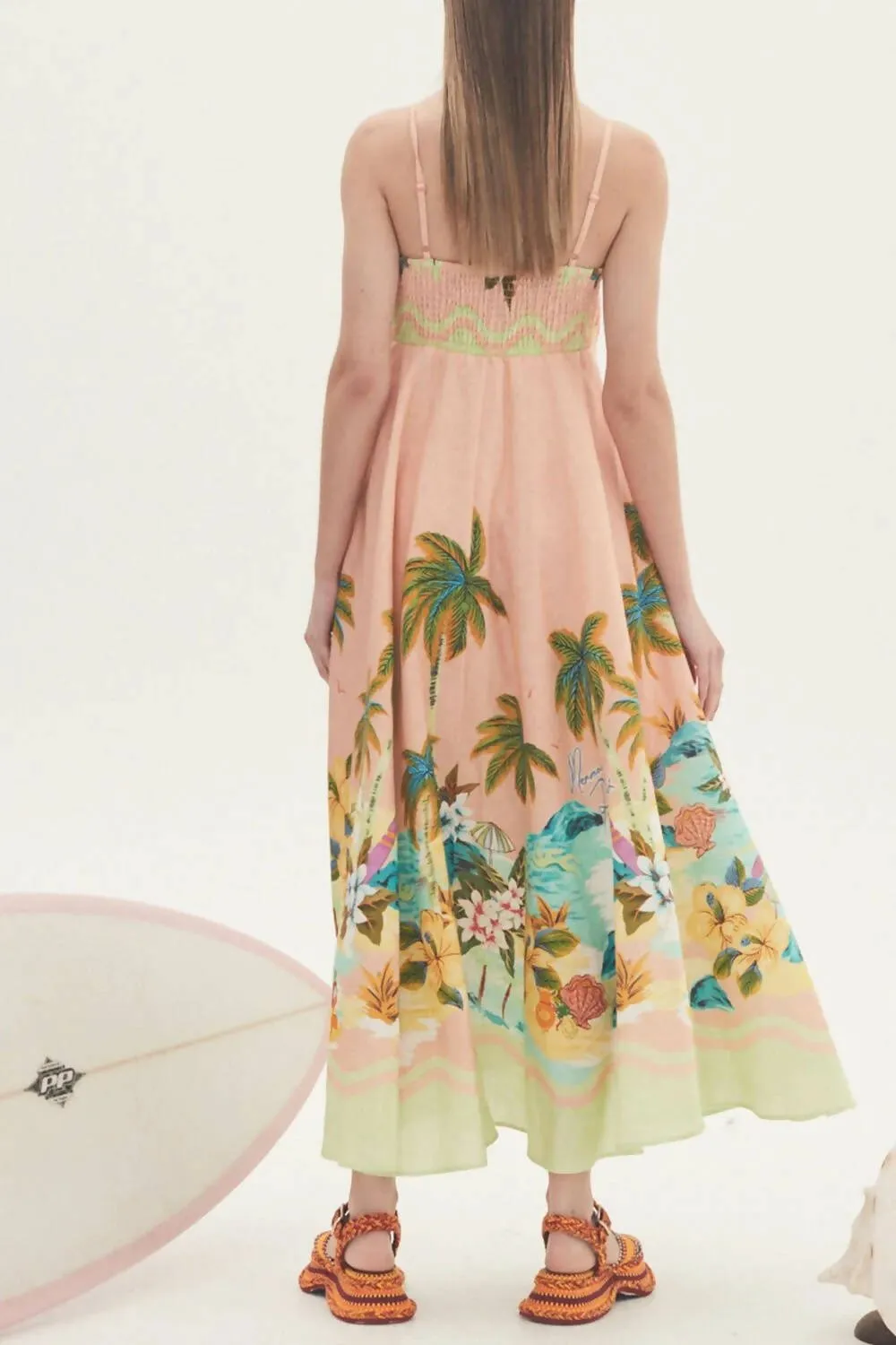 Alemais Mermaid Point Sundress in Guava 12