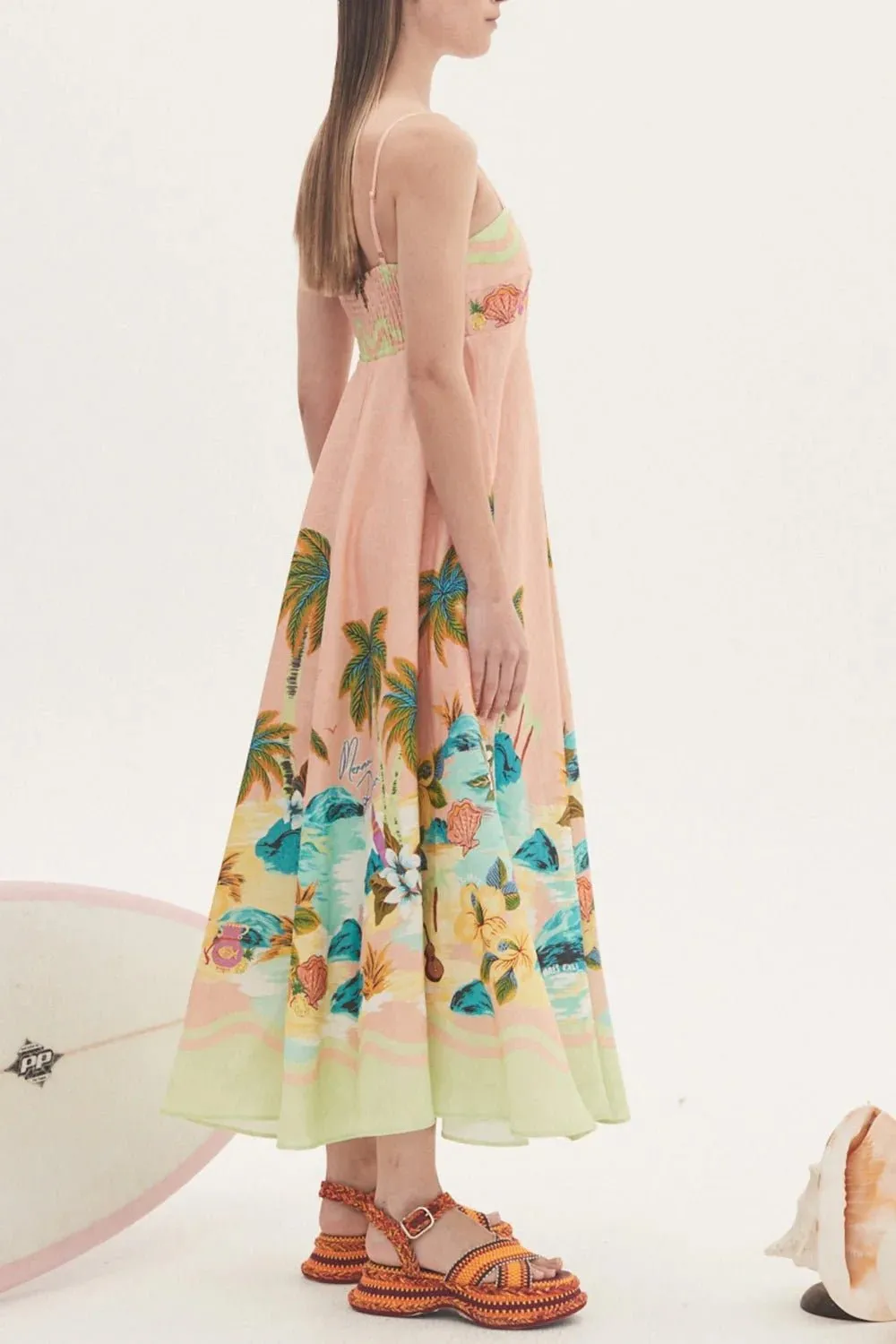 Alemais Mermaid Point Sundress in Guava 12