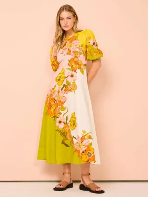 Alemais Silas Puff Sleeve Midi Dress
