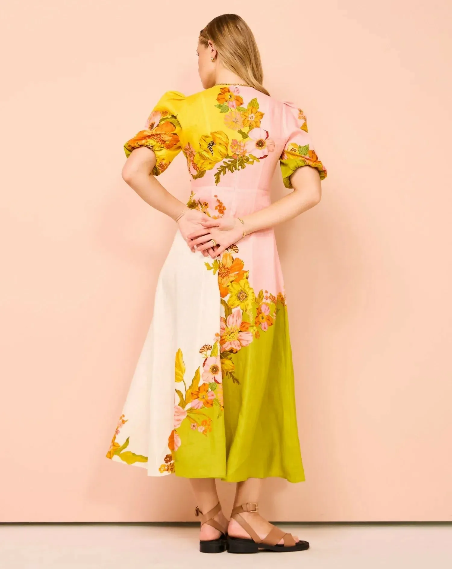 Alemais Silas Puff Sleeve Midi Dress
