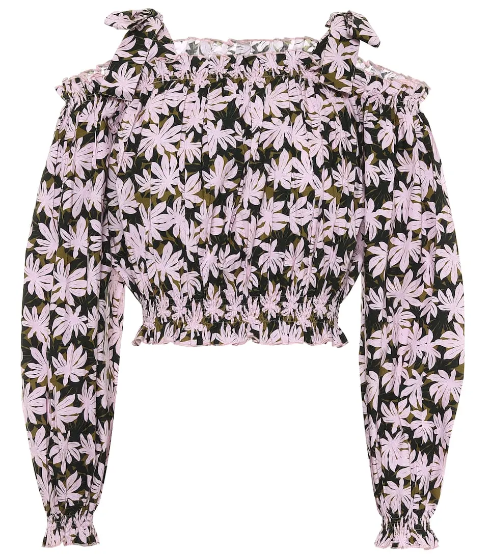 Alexandra Miro Gypsy Palm Printed Cotton Crop Top
