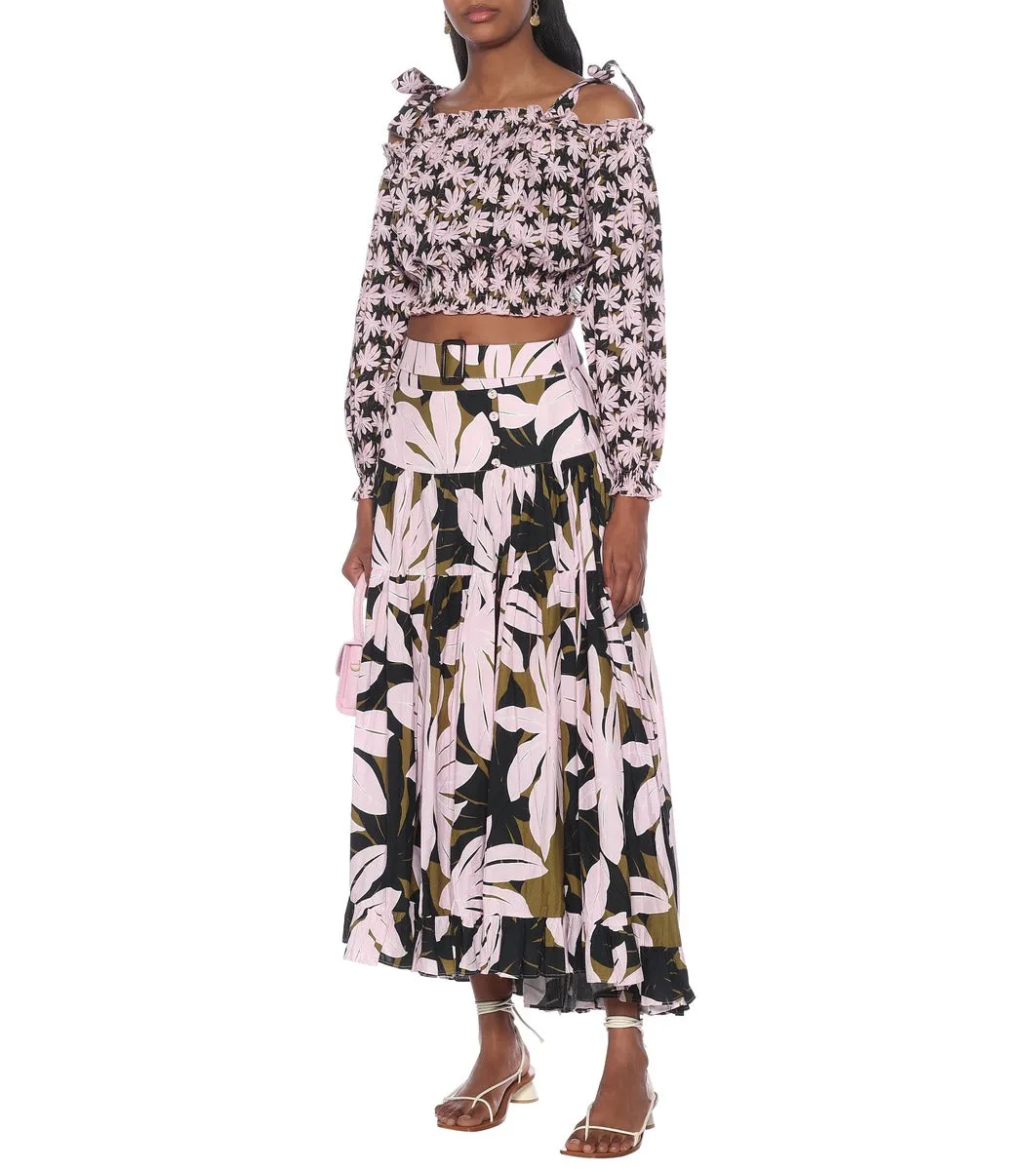 Alexandra Miro Gypsy Palm Printed Cotton Crop Top