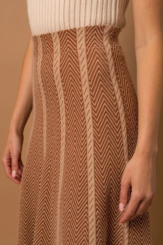 All To Me Striped Midi Sweater Skirt