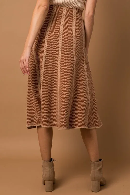 All To Me Striped Midi Sweater Skirt