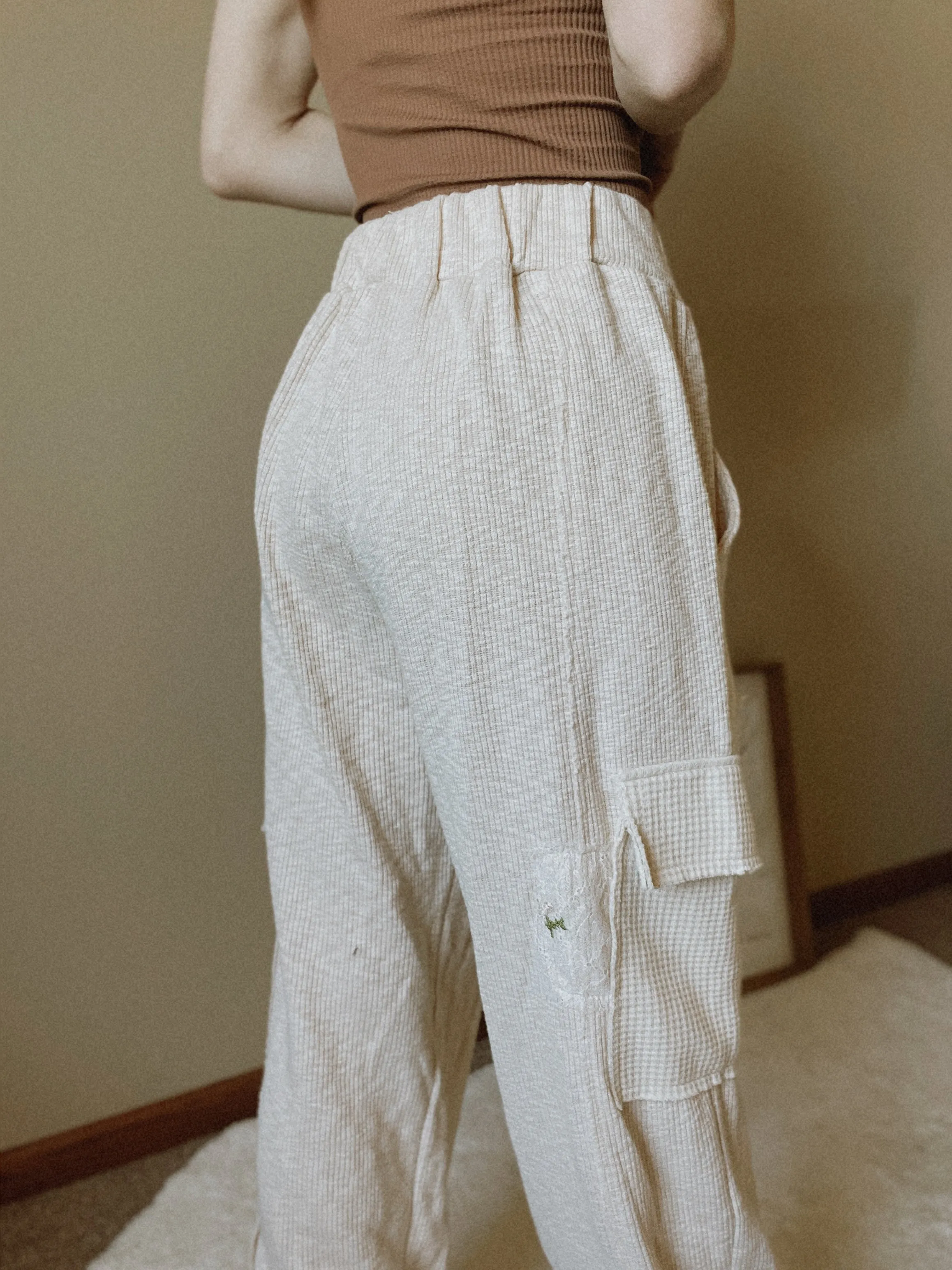 Almond Lace Patch Cargo Joggers