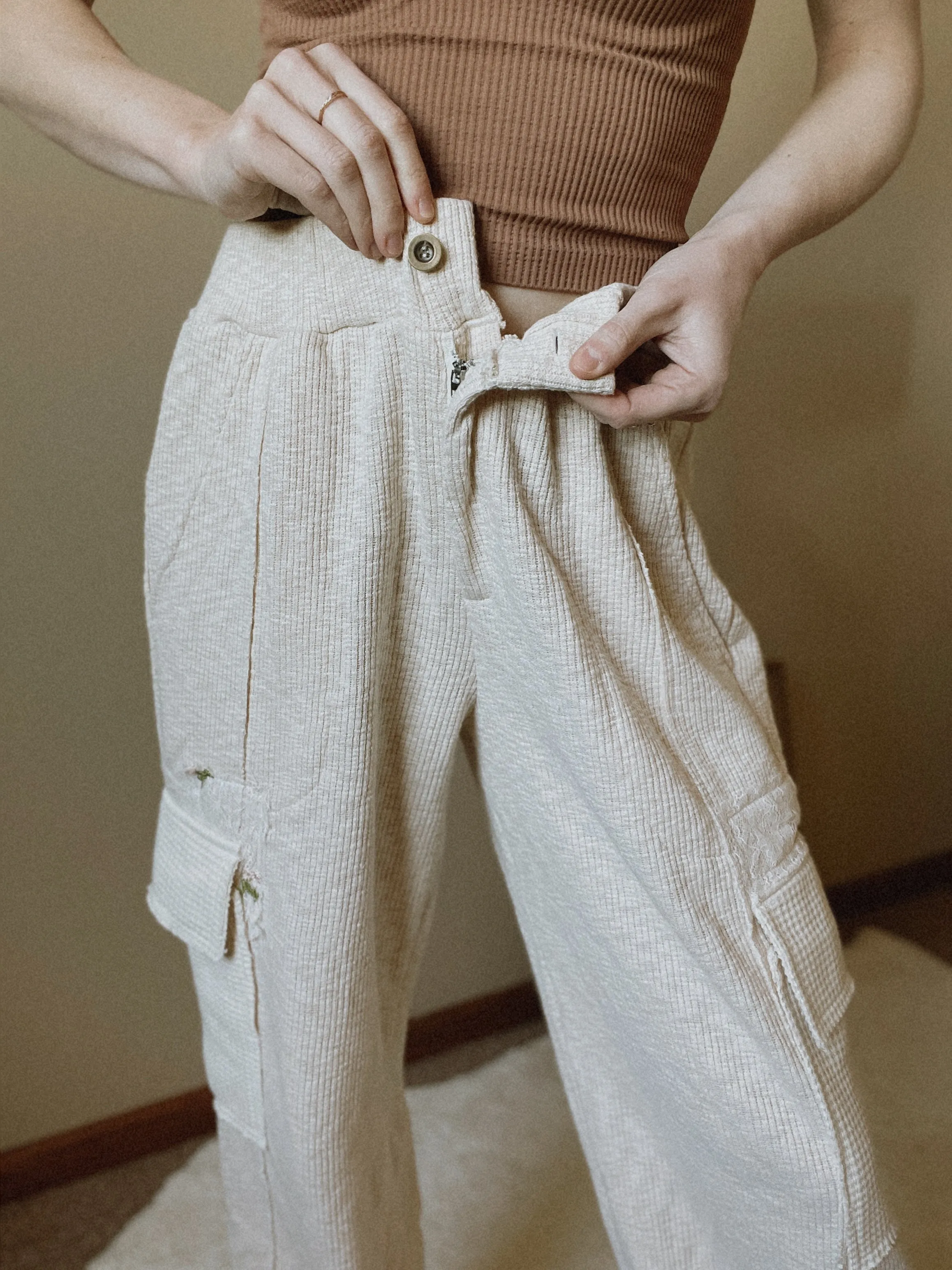 Almond Lace Patch Cargo Joggers