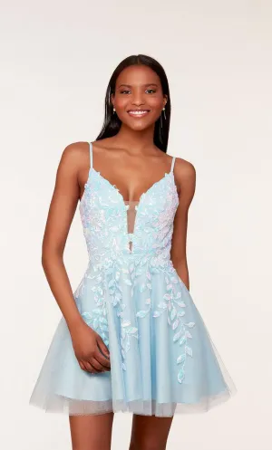Alyce Paris Floral A-Line Homecoming Dress 3177