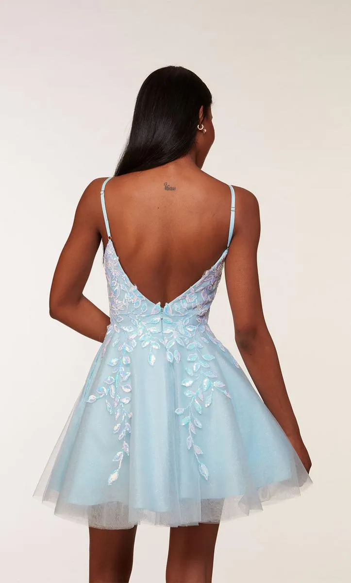 Alyce Paris Floral A-Line Homecoming Dress 3177