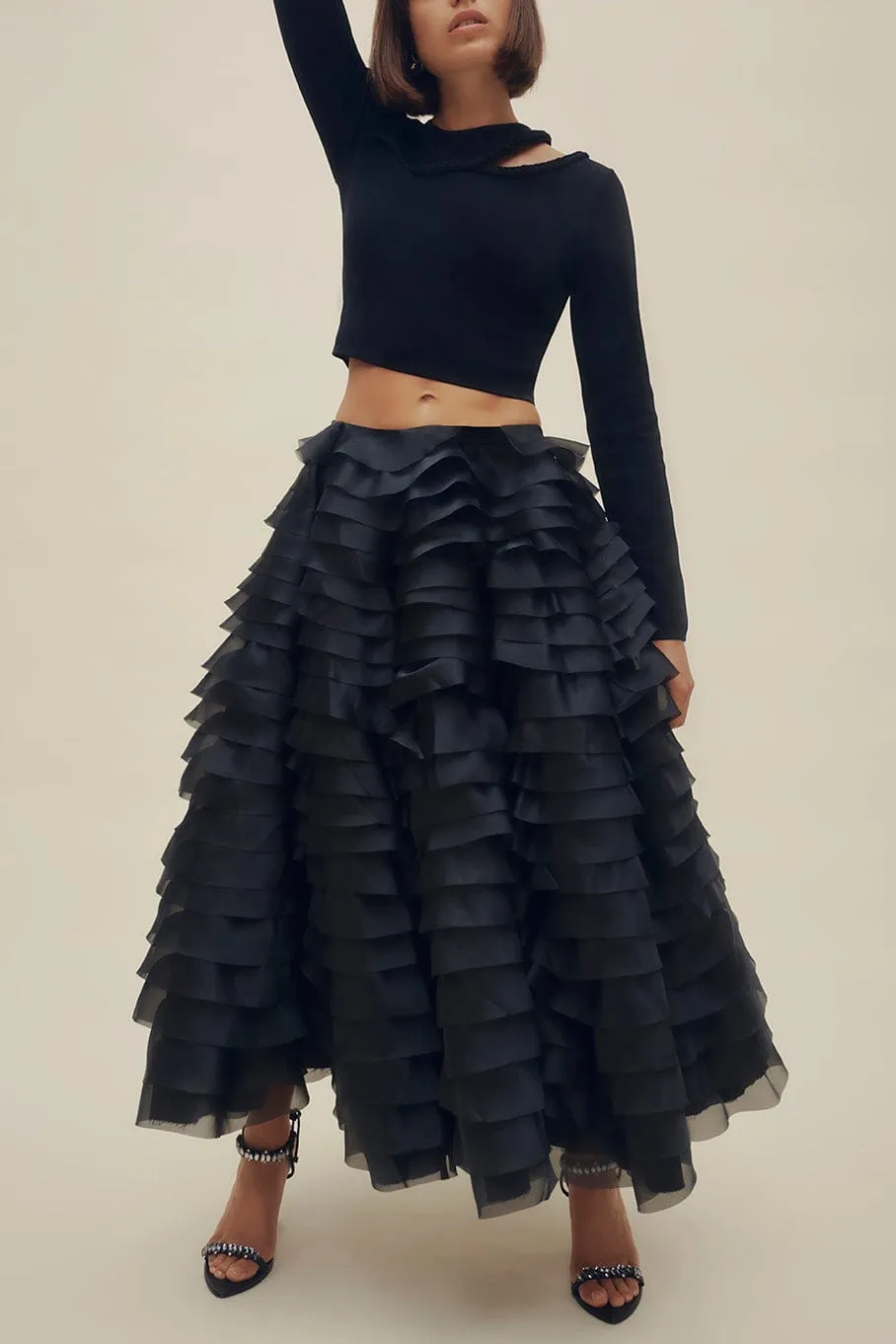 Amour Ruffle Midi Skirt