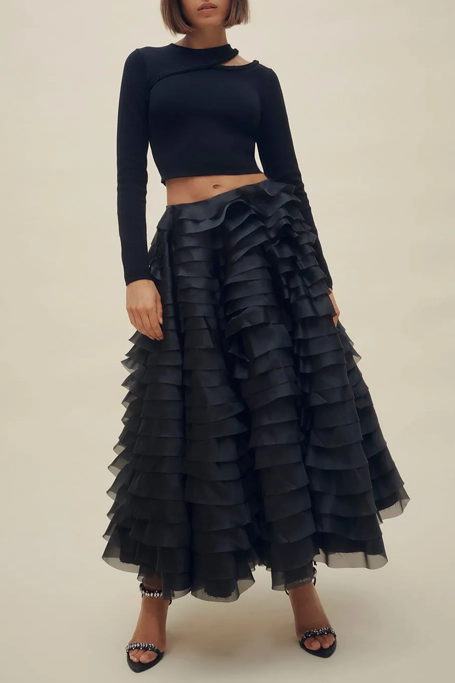 Amour Ruffle Midi Skirt