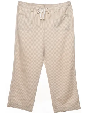 Anne Klein Striped Beige & White Striped Trousers - W35 L27