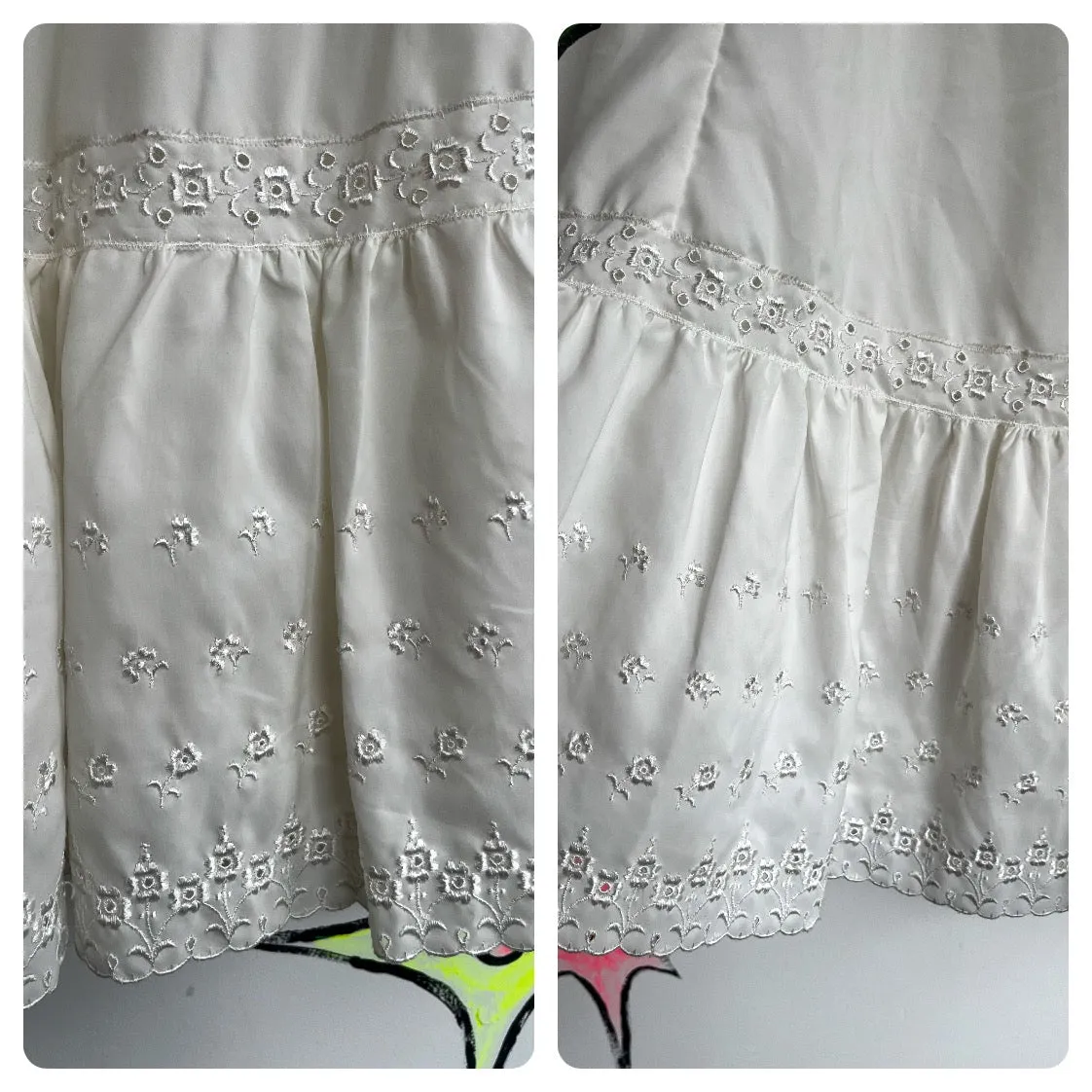 Antique | Crinoline Eyelet double Layer Ruffle Lace Coquette Babydoll Petticoat