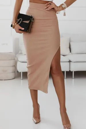 *APP EXCLUSIVE* High Waist Slit Midi Skirt