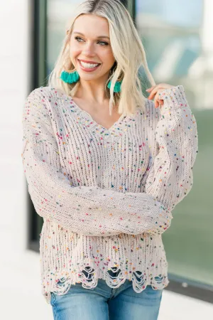 Ask Me Later Pink Confetti Sweater
