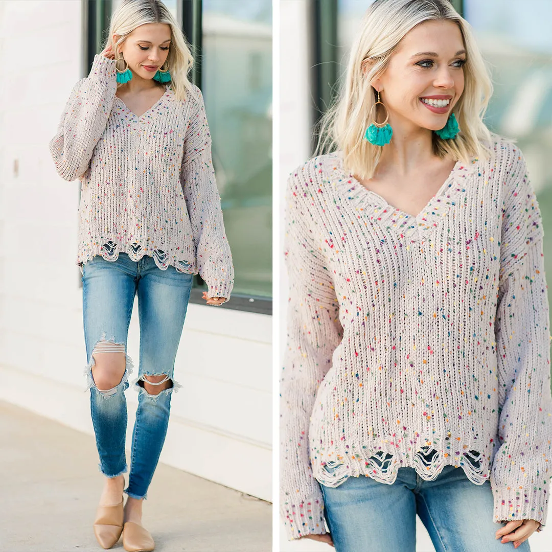 Ask Me Later Pink Confetti Sweater