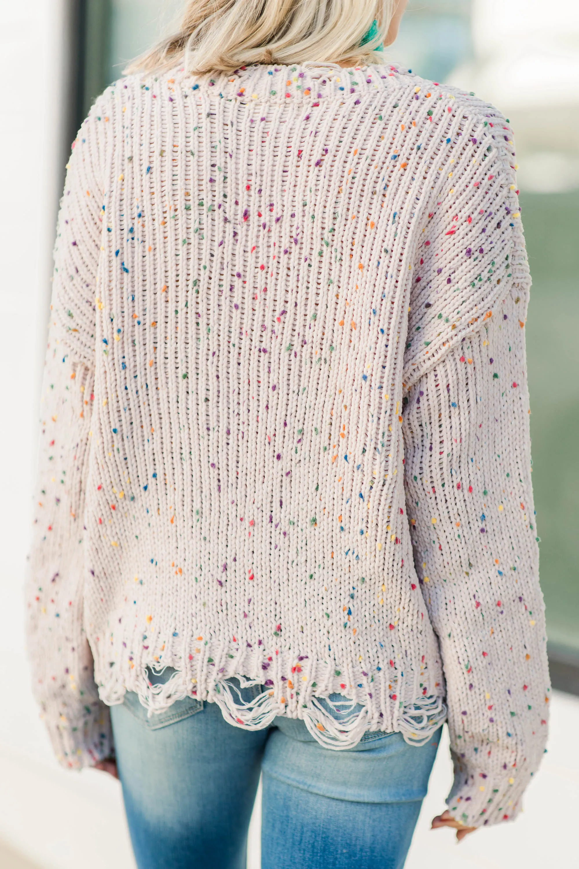 Ask Me Later Pink Confetti Sweater