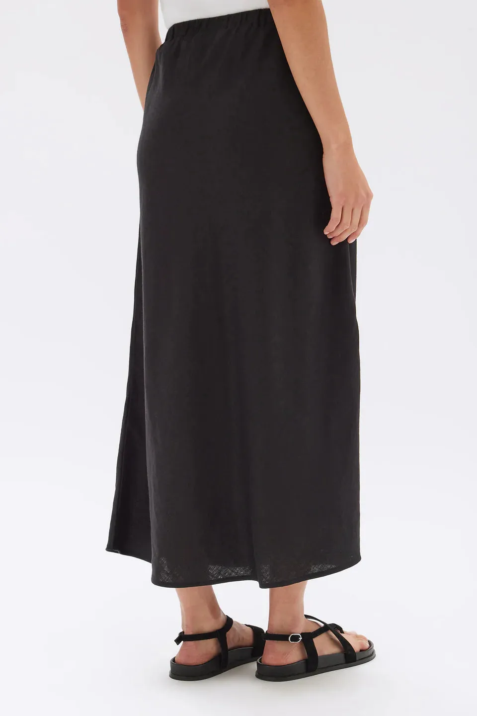 Assembly Label - Stella Linen Bias Skirt (Black)