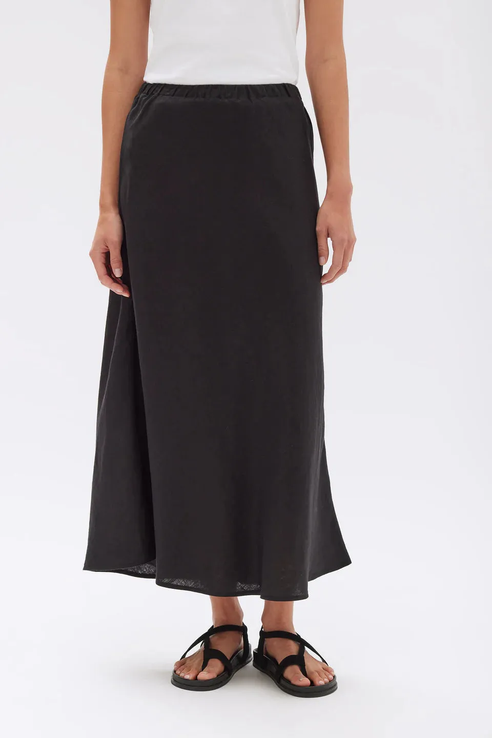 Assembly Label - Stella Linen Bias Skirt (Black)