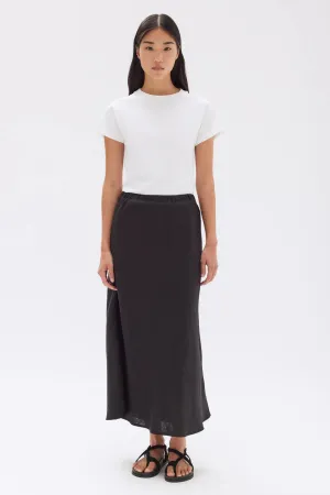 Assembly Label - Stella Linen Bias Skirt (Black)