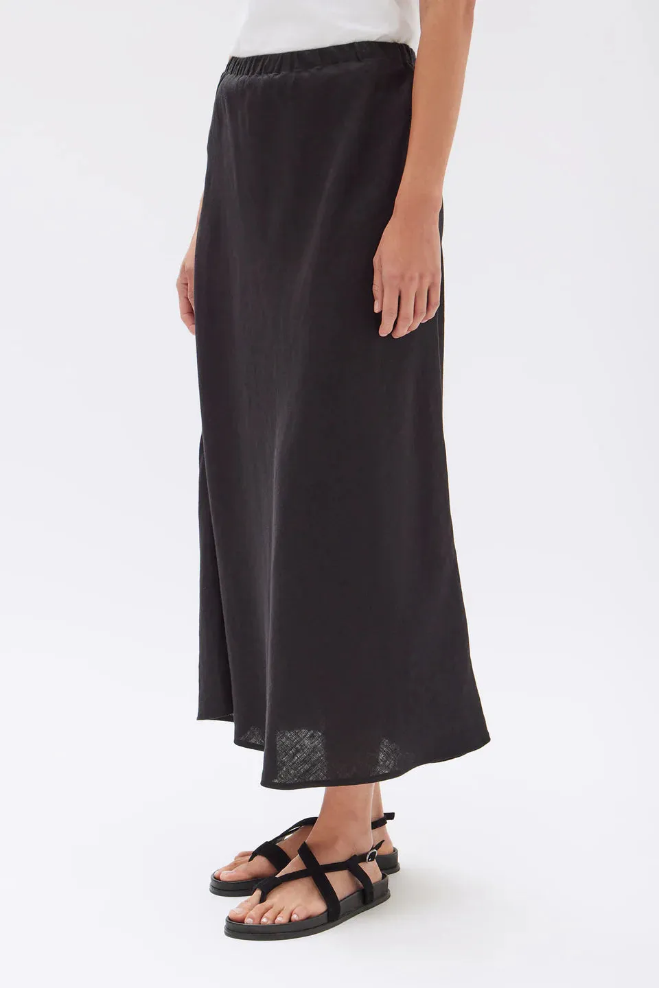 Assembly Label - Stella Linen Bias Skirt (Black)