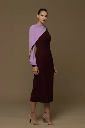 Asymmetrical Double-Toned Fitted Midi Dress