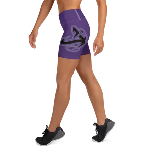 Athletic Apparatus Purple Black logo White stitch Yoga Shorts