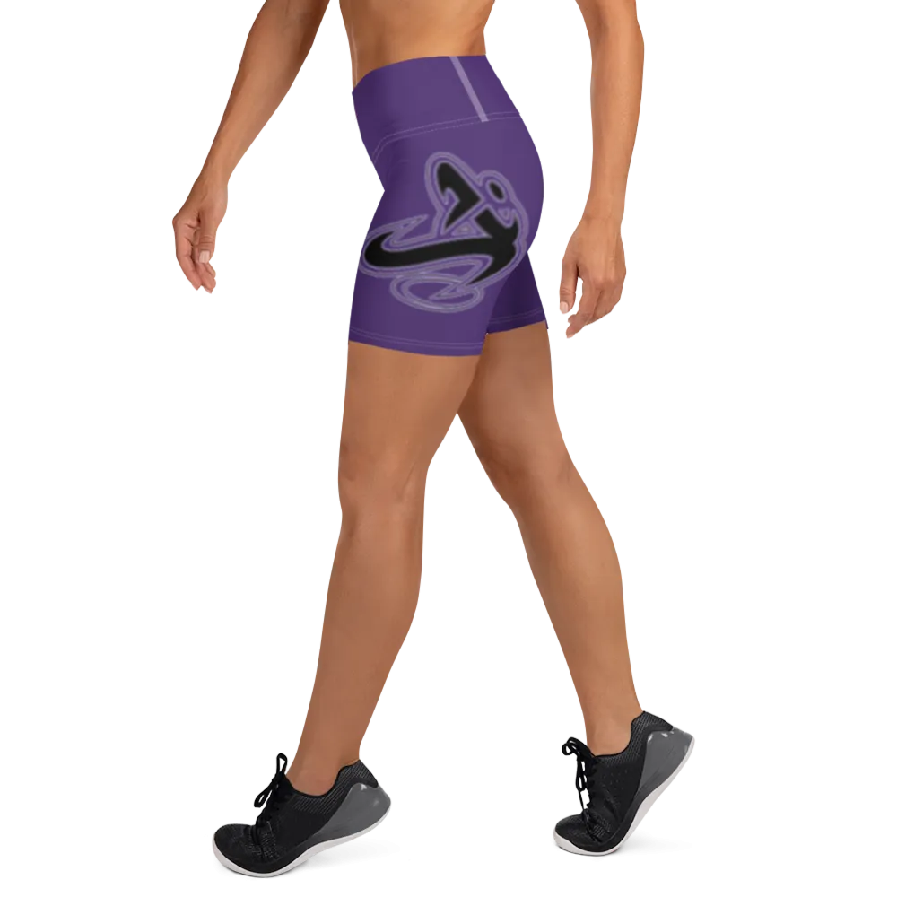 Athletic Apparatus Purple Black logo White stitch Yoga Shorts