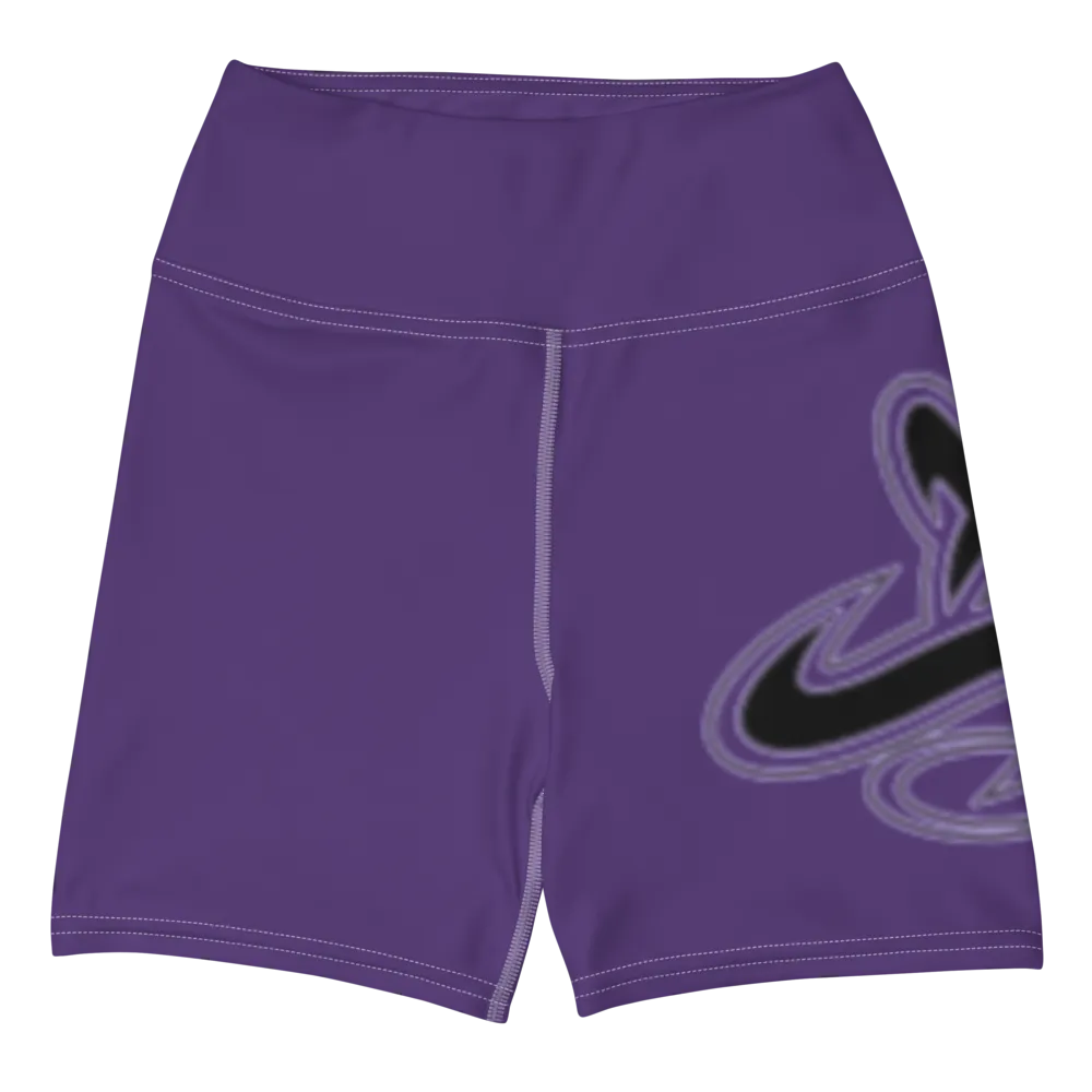 Athletic Apparatus Purple Black logo White stitch Yoga Shorts