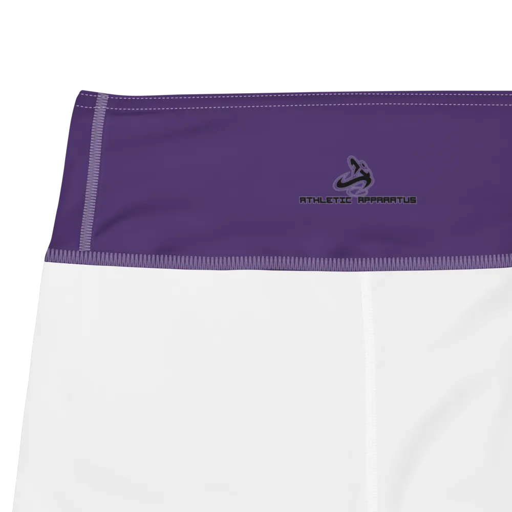 Athletic Apparatus Purple Black logo White stitch Yoga Shorts