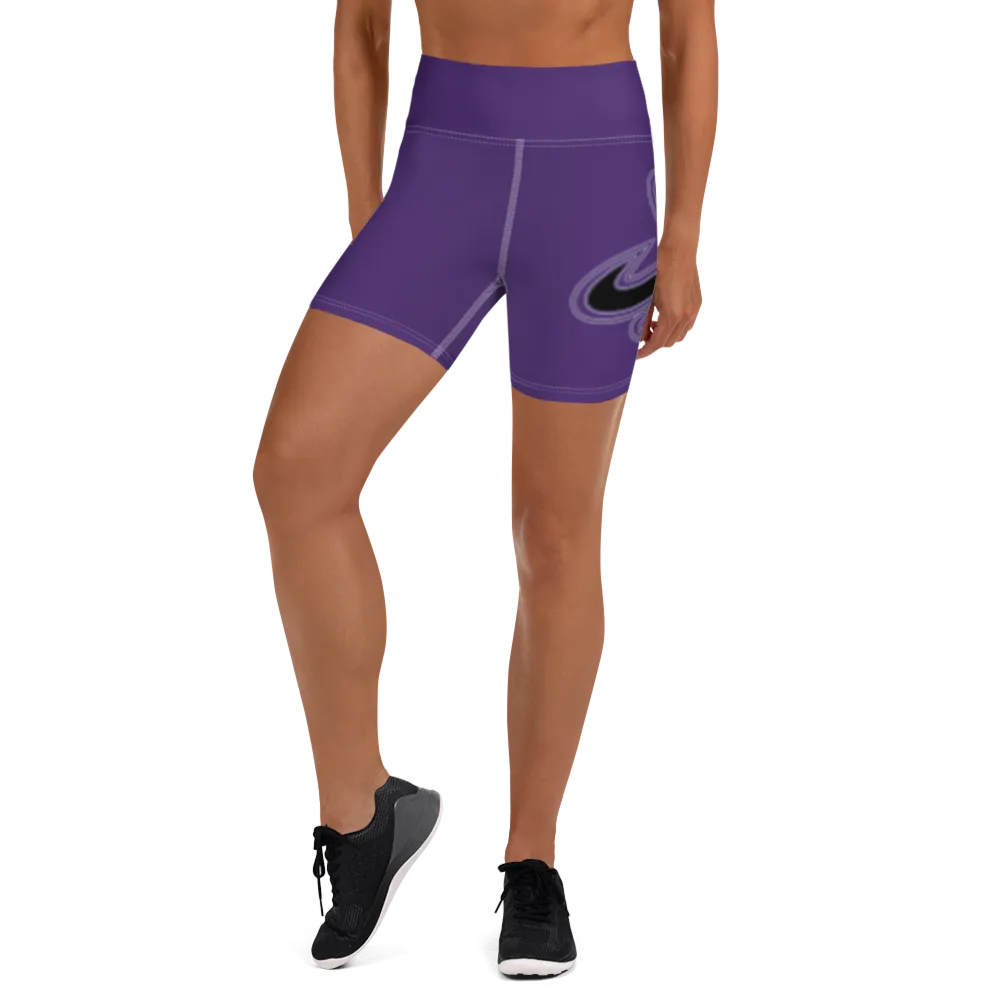 Athletic Apparatus Purple Black logo White stitch Yoga Shorts