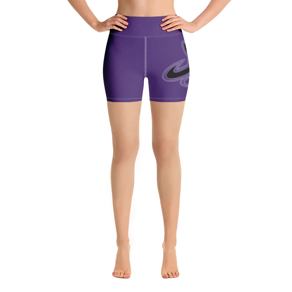 Athletic Apparatus Purple Black logo White stitch Yoga Shorts