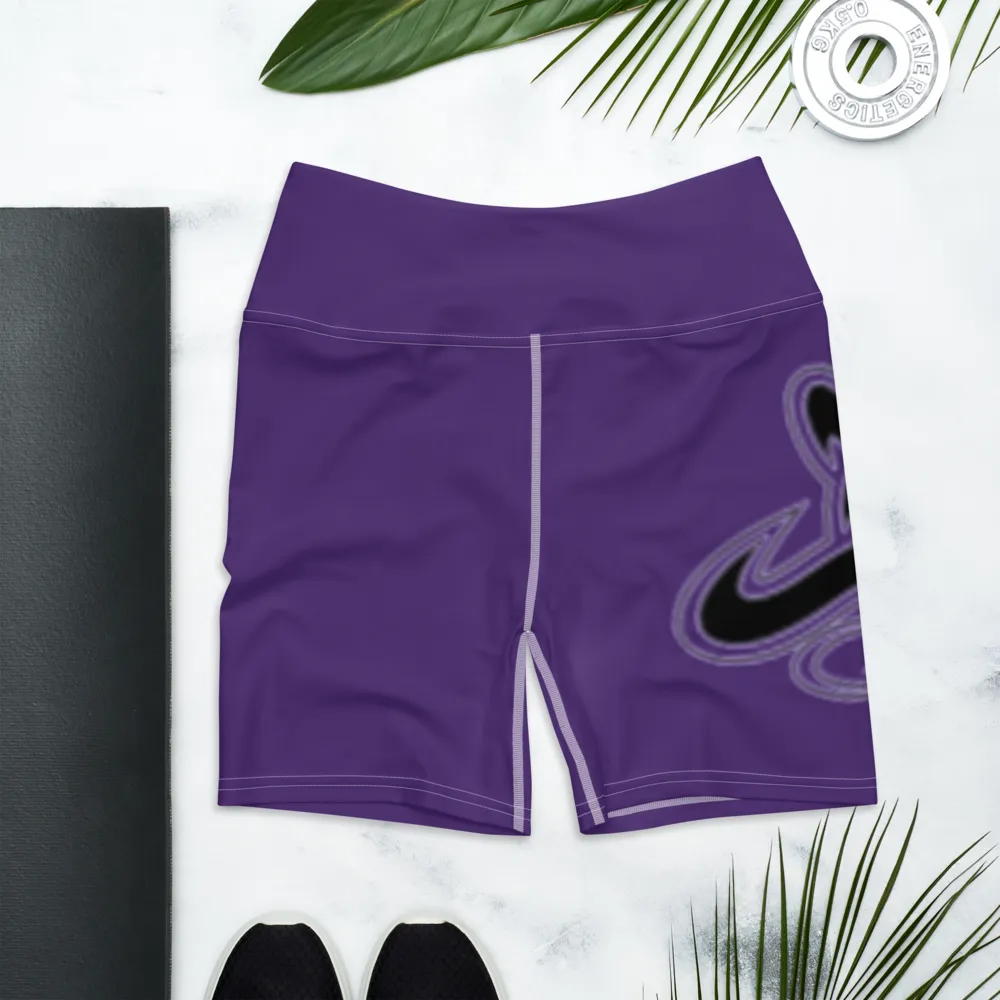 Athletic Apparatus Purple Black logo White stitch Yoga Shorts
