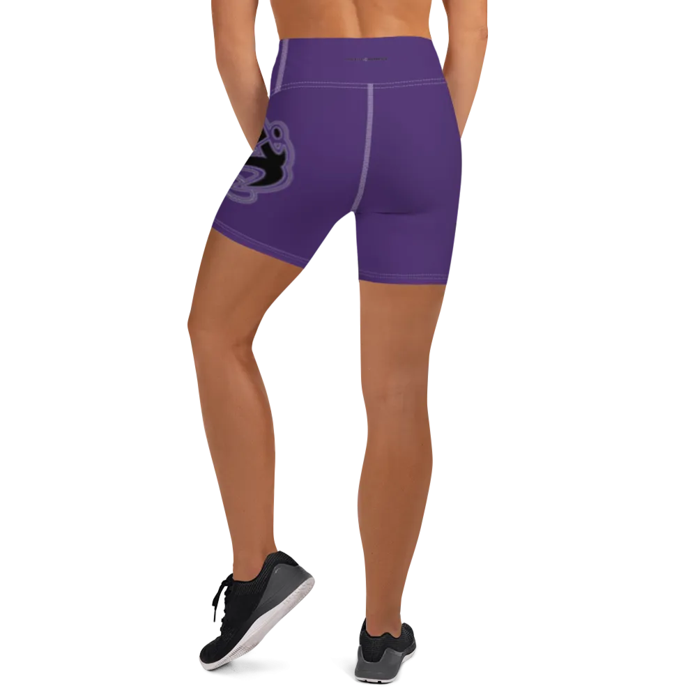 Athletic Apparatus Purple Black logo White stitch Yoga Shorts