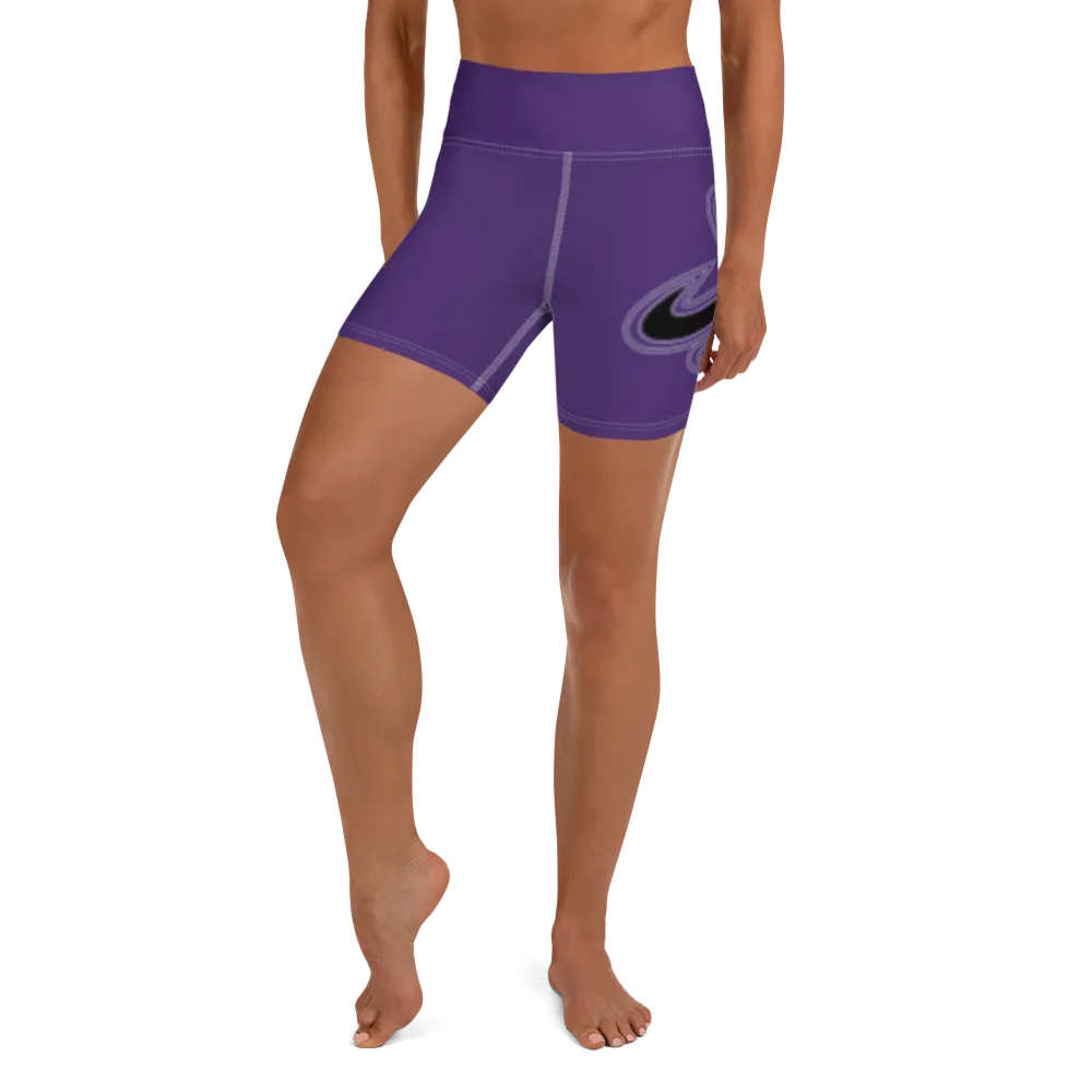 Athletic Apparatus Purple Black logo White stitch Yoga Shorts