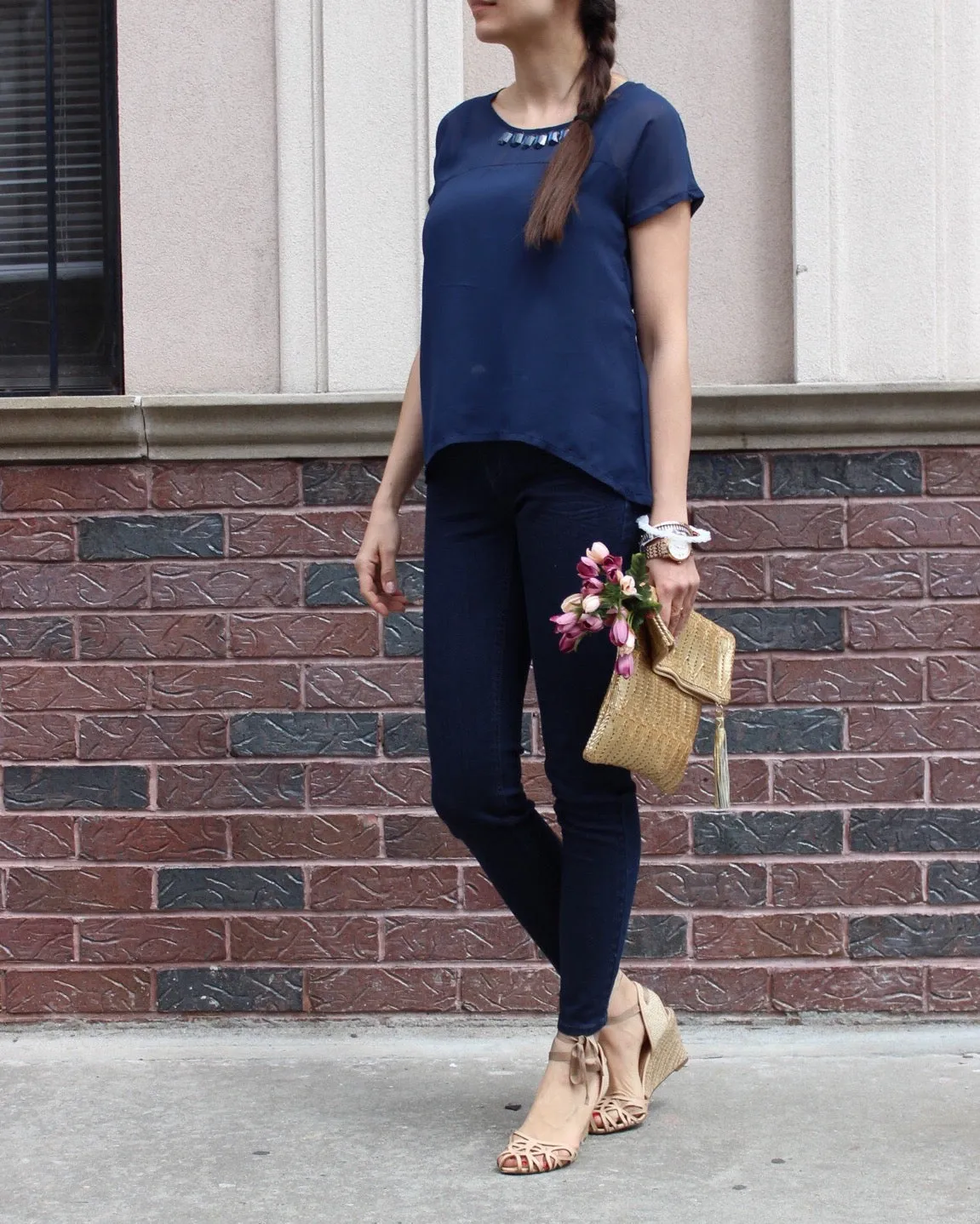 Aurore Navy Blue Loose Fit Top